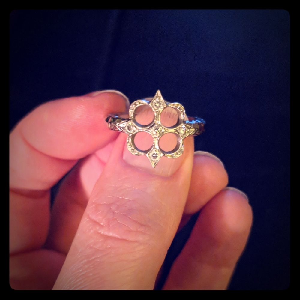 Platinum Diamond Cathy Waterman Quatrefoil Ring